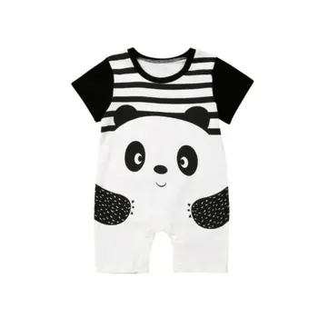 Emmababy Kūdikių Berniukų, Mergaičių Animacinių Filmų Panda Print Romper Jumpsuit Bendras Komplektai