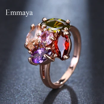 Emmaya Prekės ženklo Mados Blizga Romantiška rožinė Aukso Spalvos AAA Spalvotų Cirkonis Juvelyriniai dirbiniai, Žiedai, Moterų Elegancija Vestuvių Dovanų Šalis