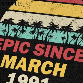 Epas Nuo 1991 m. Kovo Marškinėliai T Marškinėliai vyriški Eco Medvilnės Gimtadienio Dovana Tees Viršūnes Trumpas Rankovėmis Apvalios Apykaklės Laisvalaikio T-Shirt
