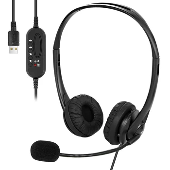 Ergonomiškas tampri, USB On-Ear Laidinė laisvų Rankų įranga Ausinės su Triukšmo Nuslėpti Mikrofonas Nešiojamojo kompiuterio Darbalaukio Corded Telefono