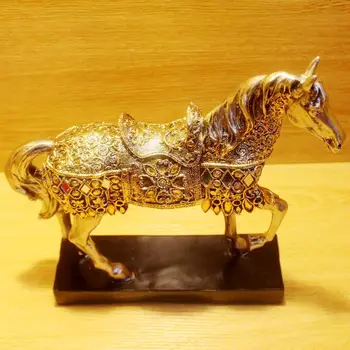ERMAKOVA Šiuolaikinės Kūrybos Dervos Aukso Pėsčiomis Žirgo Figūrėlė Statula Gyvūnų Skulptūros 
