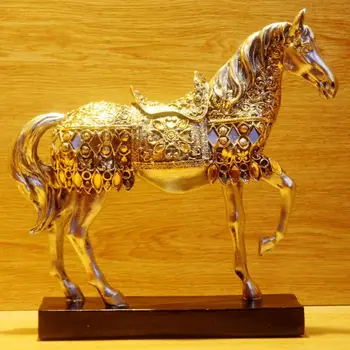 ERMAKOVA Šiuolaikinės Kūrybos Dervos Aukso Pėsčiomis Žirgo Figūrėlė Statula Gyvūnų Skulptūros 