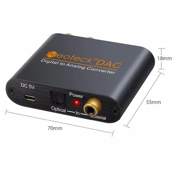 ESYNiC Skaitmeninio Į Analoginį Garso Keitiklis Įkalbinėti Bendraašius Optinis Toslink RCA R/L Jungtis DC 5A USB Adapteris 3,5 mm DAC Keitiklis