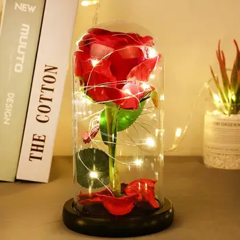 Eternal Rose Rinkinys Su Stiklo danga LED Šviesos Juostelės Gražus Ornamentas Valentino Dieną, Jubiliejų, Gimtadienio Dovana