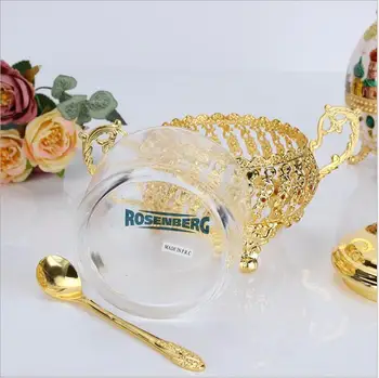Europos aukso stiklo taros stiklo stiklainius ir dangtelius mini butelis slapukas jartea kavos cukraus saugojimo stiklainiai SNG002