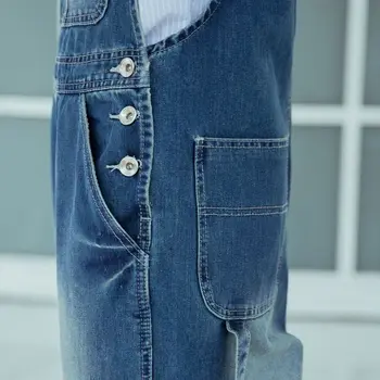 Europos Draugu Kaubojus darbo drabužiai Plius Dydis Moterų siuvinėjimo Pločio Kojų Džinsinio Jumpsuit Baggy kombinezonai su Antkrūtiniais jean Rompers Pluse dydis 5XL kelnės