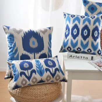 Europos geometrinis pagalvę Mėlyna abstrakčių geometrinių pagalvėlių, Lino užvalkalas sofos pagalvėlės namų dekoratyvinės Pagalvės