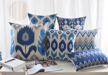 Europos geometrinis pagalvę Mėlyna abstrakčių geometrinių pagalvėlių, Lino užvalkalas sofos pagalvėlės namų dekoratyvinės Pagalvės
