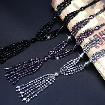 Europos ir Amerikos nauji kutas Pakabukas Karoliai moterų mados universalus ilgas megztinis grandinės kristalų drabužių priedai vienetai, būdingi jungtys vop