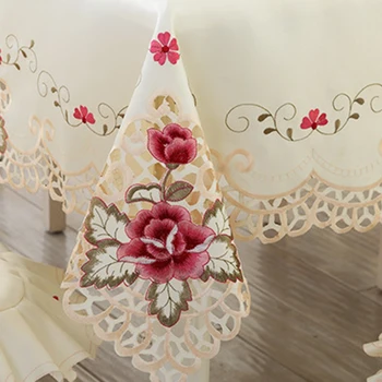 Europos Poliesteris Staltiesė, Siuvinėta Gėlių Tuščiaviduriai Stalo Dangtis Stačiakampio Formos, Elegantiškas Namų Šaliai Vestuvių Dekoravimas Pa.yra