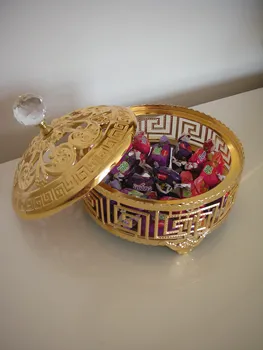 Europos Prabangos Aukso - Sidabro, Stiklo, Veidrodžio talpinimo Šiuolaikinio Meno Metalo Užkandžių Dėžutė Ornamentu Namų Puošybai Maden Turkijoje