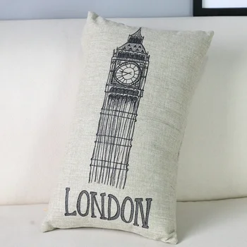 Europos Ranka-dažytos LONDONO Bokštas Pagalvė ,Modernus juoda balta Pagalvė Pagalvės ,dekoratyvinės pagalvėlės, namų dekoro sofos pagalvėlių