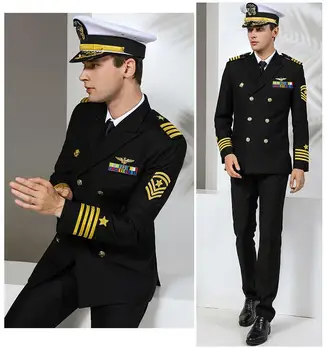 Europos Standarto Karinio Jūrų Laivyno Uniforma Juoda Karinės Drabužiai Vyrams Tarptautinio Karinio Jūrų Laivyno Formalus Drabužiui Balta Kariniai Kostiumai Skrybėlę, Striukė + Kelnės
