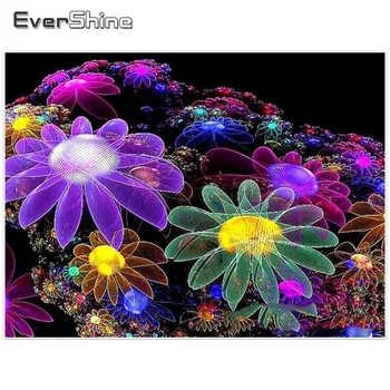 EverShine 5D Diamond Tapybos Gėlės Dažai Su Deimantų kvadratiniu Diamond Mozaikos Kryželiu Diamond Gėlių Siuvinėjimas