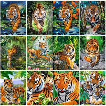 EverShine Diamond Siuvinėjimo Tigras Kvadratiniu Diamond Tapybos Gyvūnų Nuotraukos Strazdų Kryželiu Mozaika Yra Rankų Darbo Meno