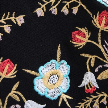 Evfer Moterų Mados Gėlių Siuvinėjimas Rudenį Juodas Megztinis Viršūnes Elegantiška Panele Ilgomis Rankovėmis Nėrinių Megztiniai Chic