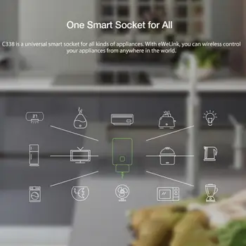EWeLink Belaidžio WiFi Smart Switch Kištukinis Alexa, Google Namų Elektros Lizdo Kištukai Adapterių, Keitikliai, Priedai Kroviklis