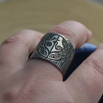 EYHIMD Skandinavų Mitologija Goddes Hel Žiedas Viking Hela Runos Nerūdijančio Plieno Juosta Celtics Amuletas Pagonių Papuošalai
