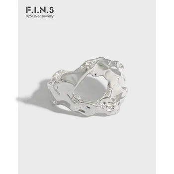 F. I. N. S Unikalaus Dizaino Tekstūra Autentiškiems S925 Sterlingas Sidabro Žiedai Netaisyklingos Tuščiaviduriai Nelygaus Paviršiaus Piršto Žiedą Išvengti Alergijos