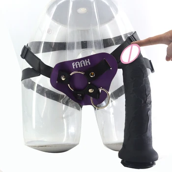 FAAK Didelis silikono žaislas didžiulis tikroviškas strapon dildo odinis dirželis ant didžiulės varpos siurbimo balnai moterų lesbiečių masturbator