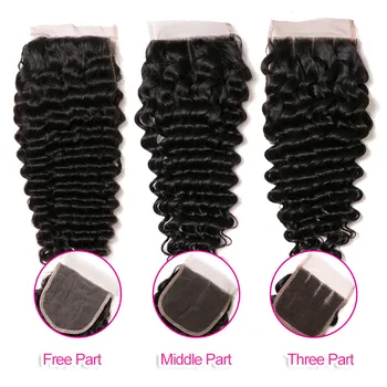 FABC Plaukai giliai banga ryšulius su uždarymo ne remy peru plaukų 3/4 ryšulių natūralus juodas žmogaus plaukų priauginimas