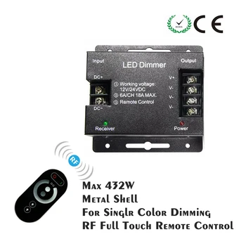 FEICAN Dimeris LED Valdiklis 432W Reguliatorius 12V 6A/CH RF Touch Remote Control Vienos Spalvos LED Juostelės