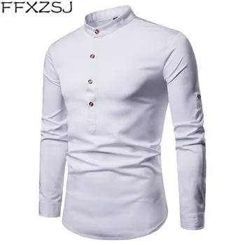 FFXZSJ Prekės Aukštos kokybės nauji vyriški marškiniai Henry apykaklės didelis dydis laisvalaikio ir ilgas rankovėmis marškinėliai camisa masculina