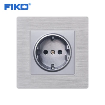 FIKO Juodo Aliuminio ES Schuko Sienos Elektros Maitinimo Lizdas Satino Metalo, 86 * 86 mm