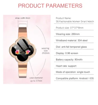 Finow S6 Smart Watch Moterų Širdies ritmas, Kraujo Spaudimas Veiksmus Smart apyrankę IP67 atsparus Vandeniui Plieno Dirželis Lady Moterų Apyrankės