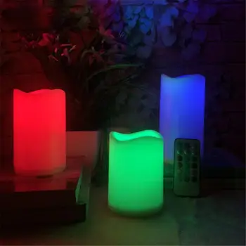 Flameless Elektroninių LED Žvakė Su RGB Nuotolinio Valdymo Vaškas Ramstis Žvakė Kalėdų Žvakė Naujųjų Metų Stalo, Šviesos, Namų Dekoro