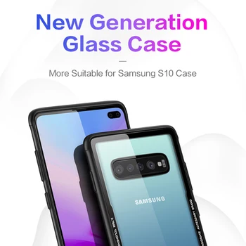FLOVEME Grūdintas Stiklas Case For Samsung Galaxy S10 Plus Soft Edge Atveju, Samsung Galaxy S10e Sunkiai Shell Atvejais Galinį Dangtelį Rubisafe