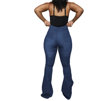 FNOCE 2020 m. rudenį naujų moterų kankina džinsai, kelnės gatvės mados kietas aukšto juosmens stora ruožas slim skylę džinsinis Platus Kojų Kelnės