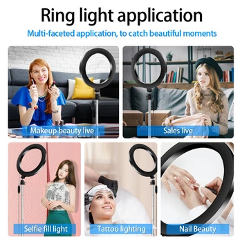 Fotografija Selfie Stick Žiedas Šviesos 20cm LED Makiažas Žiedas Lempa Su Telefono Laikiklis, USB Kištukas Live Stream 