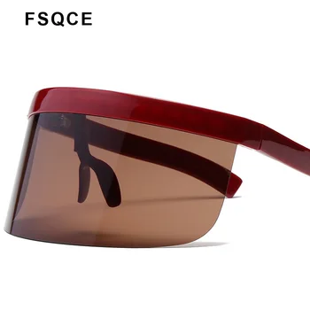 FSQCE Mados Akiniai nuo saulės Moterims Prekės ženklo Dizaino Akiniai, Saulės Akiniai, Didelis Rėmas Shield Skydelis Vyrų Vėjo Sunglass UV400