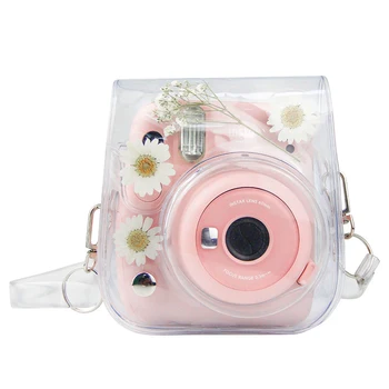 Fujifilm Instax Mini 11 Fotoaparato Krepšys Skaidrus Daisy Gypsophila Atveju Momentinis Fotoaparatas Dirželis Per Petį Krepšys Protector Cover Dėklas