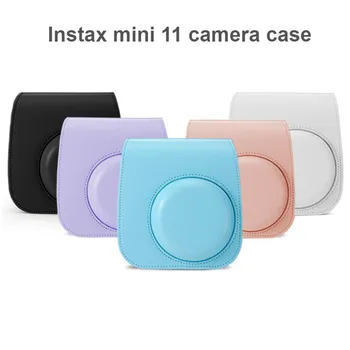 Fujifilm Instax Mini 11 Momentinį Fotoaparatą Atveju vientisa Spalva Vintage PU Odos Diržas per Petį Krepšys Protector Cover Case Dėklas