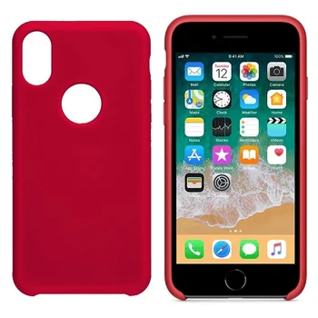 Funda silicona iphone X/XS agujero logotipas textura suave Rojo