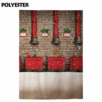 Funnytree fotografijos backdrops Kalėdų Mažas traukinio žaislų dujotiekio plytų siena fariy pasakos vaikams fone photobooth