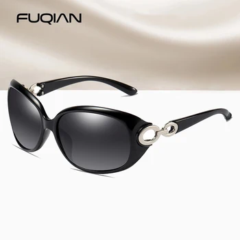 FUQIAN Prekės ženklo Dizainas, Vintage Negabaritinių Poliarizuoti Akiniai nuo saulės Moterims Prabanga Didelis Ovalo formos Plastiko Ponios Vairavimo Saulės Glassses UV400