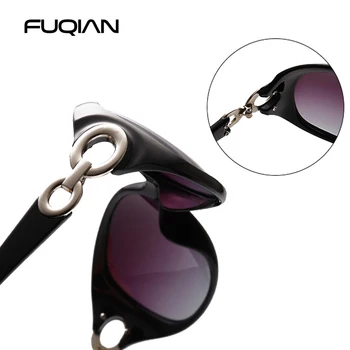FUQIAN Prekės ženklo Dizainas, Vintage Negabaritinių Poliarizuoti Akiniai nuo saulės Moterims Prabanga Didelis Ovalo formos Plastiko Ponios Vairavimo Saulės Glassses UV400