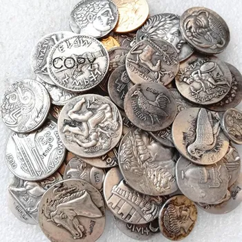 G(01)-G(49) graikų Senovės Sumaišykite 52pcs Įvairių Aukso/Sidabro Padengtą kopijuoti monetas