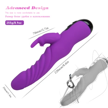 G Spot Rabbit Vibratorius Didelis Dildo USB Įkrovimo Clit Stimuliatorius Massager Dviguba Vibracija Masturbator Intymus Sekso Žaislas Moterims