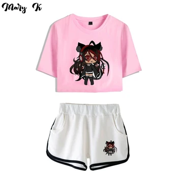 Gacha Gyvenimo Moteris, Dviejų dalių Komplektas Šortai+gražių T-shirt Harajuku Streetwear Karšta Mergina Rinkiniai