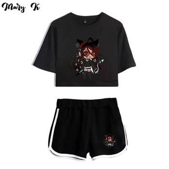 Gacha Gyvenimo Moteris, Dviejų dalių Komplektas Šortai+gražių T-shirt Harajuku Streetwear Karšta Mergina Rinkiniai