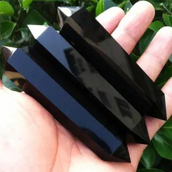 Gamtos Fluorito Obsidianas Kristalų Skiltyje Taško Gydymo Šešiakampe Magic Wand Apdailos Ornamentu du kartus-pažymėjo Gydymo Akmuo Q