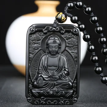 Gamtos Obsidianas Budos (Jade Pakabukas Papuošalai Pasisekė Exorcise piktųjų dvasių Saugos Laimingas Amuletas Pakabukas Jade Fine Jewelry