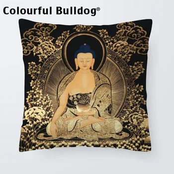 Ganeša Tailandas, Kinija Buda Pagalvėlė Padengti Geometrijos Pagalvės Užvalkalą Mėlynos Spalvos Bambuko Akvarelė Užvalkalai Laišką, Sofos Biurui Papuošti
