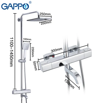 GAPPO Dušo Sistemos, vonios kambarys termostatiniai dušo maišytuvas prie sienos tvirtinamas vonioje dušo maišytuvas apvali dušo galva baseino maišytuvas