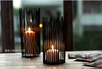Gentel Kartus Bohemiškas Stilius Juoda Kaustytomis Geležies Metalo Stovas Žvakių Laikikliai Vestuvių Dekoro Žvakidė Marokas Tealight Turėtojas
