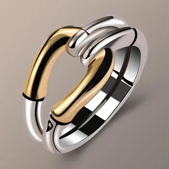 Geometrijos žiedas 925 Sterlingas sidabro AAAAA cz Unikalus pareiškimas Šalis Vestuvių Juostoje Žiedai, moterų, vyrų Derliaus Teismas Papuošalai Dovana